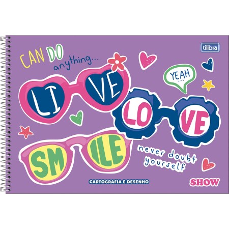 Foto ilustrativa Caderno de Cartografia e Desenho Espiral Capa Dura Show Feminino 80 Folhas