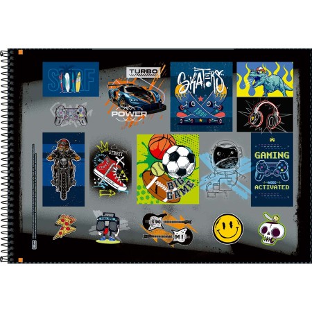 Foto ilustrativa Caderno de Cartografia e Desenho Espiral Capa Dura Show Masculino 80 Folhas