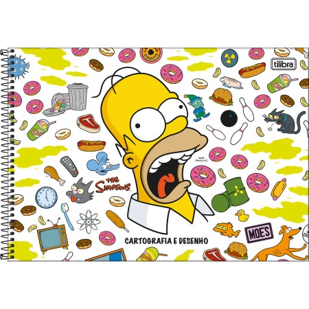 Foto ilustrativa Caderno de Cartografia e Desenho Espiral Capa Dura Simpsons 80 Folhas