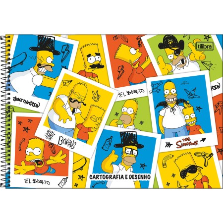 Foto ilustrativa Caderno de Cartografia e Desenho Espiral Capa Dura Simpsons 80 Folhas