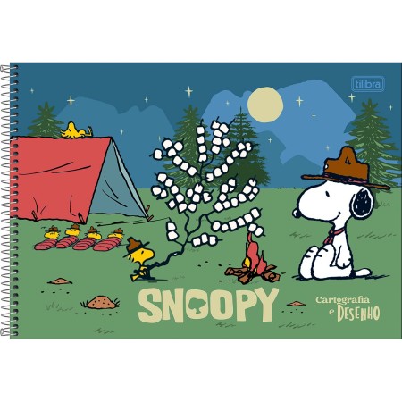 Foto ilustrativa Caderno de Cartografia e Desenho Espiral Capa Dura Snoopy 80 Folhas