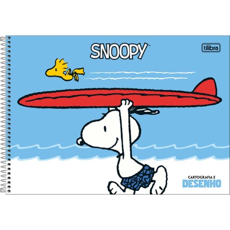 Foto ilustrativa Caderno de Cartografia e Desenho Espiral Capa Dura Snoopy 80 Folhas