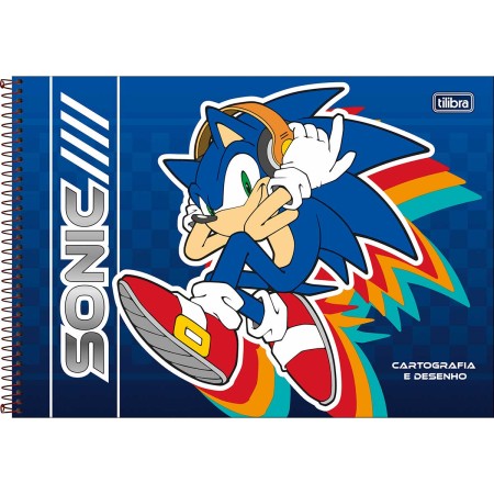 Foto ilustrativa Caderno de Cartografia e Desenho Espiral Capa Dura Sonic 80 Folhas