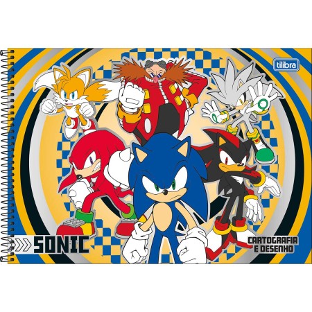 Foto ilustrativa Caderno de Cartografia e Desenho Espiral Capa Dura Sonic 80 Folhas