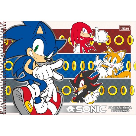 Foto ilustrativa Caderno de Cartografia e Desenho Espiral Capa Dura Sonic 80 Folhas