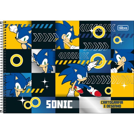 Foto ilustrativa Caderno de Cartografia e Desenho Espiral Capa Dura Sonic 80 Folhas