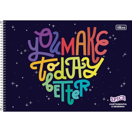 Foto ilustrativa Caderno de Cartografia e Desenho Espiral Capa Dura Spice 48 Folhas