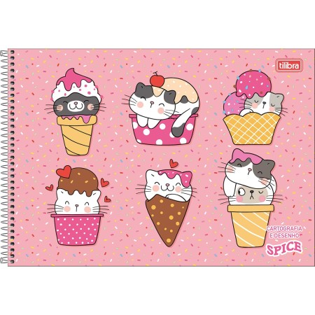 Foto ilustrativa Caderno de Cartografia e Desenho Espiral Capa Dura Spice 48 Folhas
