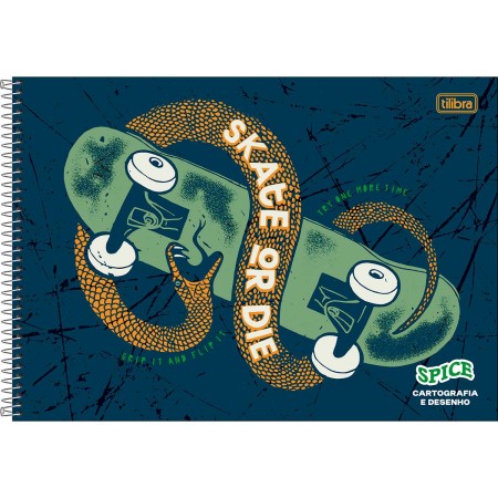 Foto ilustrativa Caderno de Cartografia e Desenho Espiral Capa Dura Spice 80 Folhas