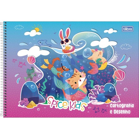Foto ilustrativa Caderno de Cartografia e Desenho Espiral Capa Dura Spice Kids Feminino 48 Folhas