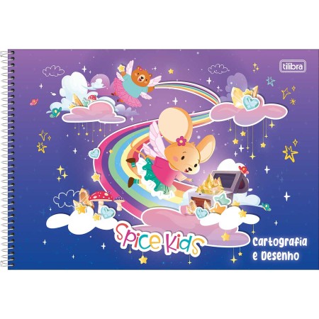 Foto ilustrativa Caderno de Cartografia e Desenho Espiral Capa Dura Spice Kids Feminino 48 Folhas