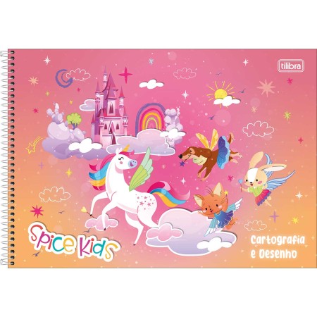 Foto ilustrativa Caderno de Cartografia e Desenho Espiral Capa Dura Spice Kids Feminino 80 Folhas