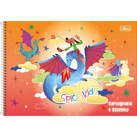 Foto ilustrativa Caderno de Cartografia e Desenho Espiral Capa Dura Spice Kids Masculino 48 Folhas
