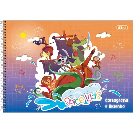 Foto ilustrativa Caderno de Cartografia e Desenho Espiral Capa Dura Spice Kids Masculino 80 Folhas
