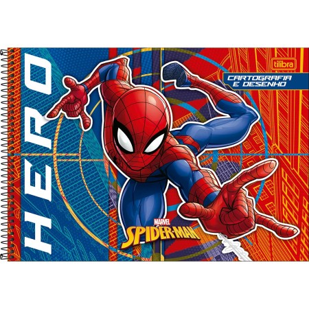 Foto ilustrativa Caderno de Cartografia e Desenho Espiral Capa Dura Spider-Man 80 Folhas
