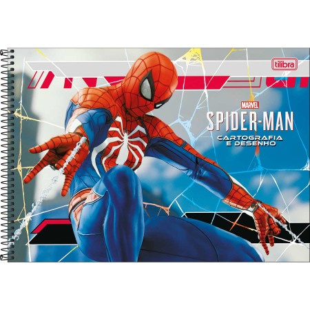 Foto ilustrativa Caderno de Cartografia e Desenho Espiral Capa Dura Spider Man Game 80 Folhas