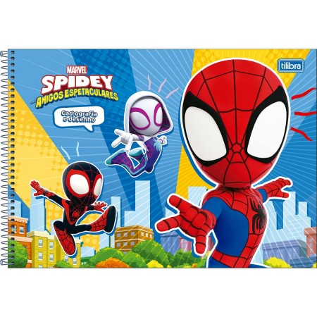Foto ilustrativa Caderno de Cartografia e Desenho Espiral Capa Dura Spidey 80 Folhas