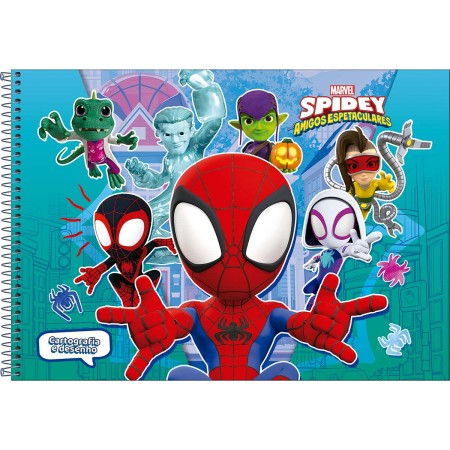 Foto ilustrativa Caderno de Cartografia e Desenho Espiral Capa Dura Spidey 80 Folhas