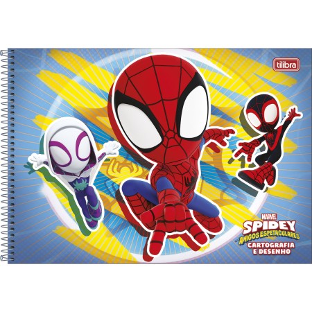 Foto ilustrativa Caderno de Cartografia e Desenho Espiral Capa Dura Spidey 80 Folhas