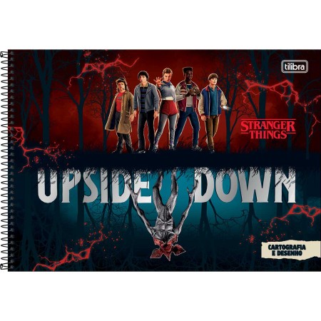 Foto ilustrativa Caderno de Cartografia e Desenho Espiral Capa Dura Stranger Things 80 Folhas