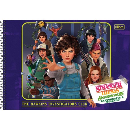 Foto ilustrativa Caderno de Cartografia e Desenho Espiral Capa Dura Stranger Things: Histórias de 85 80 Folhas