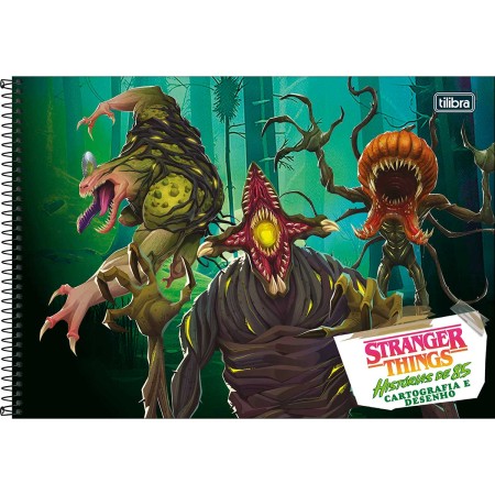 Foto ilustrativa Caderno de Cartografia e Desenho Espiral Capa Dura Stranger Things: Histórias de 85 80 Folhas