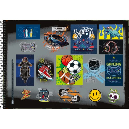 Foto ilustrativa Caderno de Cartografia e Desenho Espiral Capa Dura Strong 80 Folhas