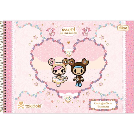 Foto ilustrativa Caderno de Cartografia e Desenho Espiral Capa Dura Tokidoki Donutella 80 Folhas