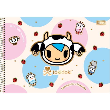 Foto ilustrativa Caderno de Cartografia e Desenho Espiral Capa Dura Tokidoki Moofia 80 Folhas