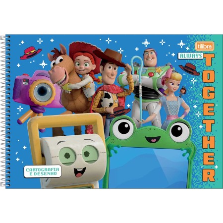 Foto ilustrativa Caderno de Cartografia e Desenho Espiral Capa Dura Toy Story 80 Folhas