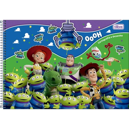 Foto ilustrativa Caderno de Cartografia e Desenho Espiral Capa Dura Toy Story 80 Folhas