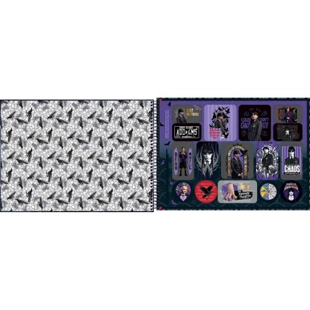 Foto ilustrativa Caderno de Cartografia e Desenho Espiral Capa Dura Wandinha 80 Folhas