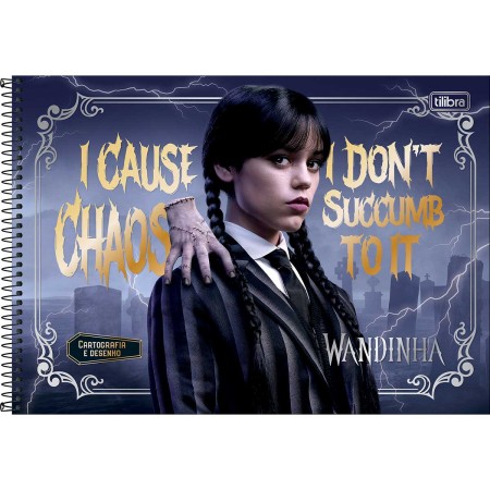 Foto ilustrativa Caderno de Cartografia e Desenho Espiral Capa Dura Wandinha 80 Folhas