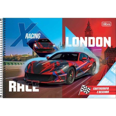 Foto ilustrativa Caderno de Cartografia e Desenho Espiral Capa Dura X-Racing 80 Folhas