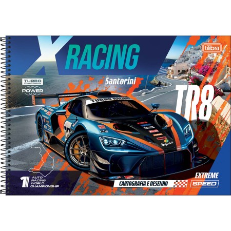 Foto ilustrativa Caderno de Cartografia e Desenho Espiral Capa Dura X-Racing 80 Folhas