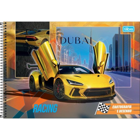 Foto ilustrativa Caderno de Cartografia e Desenho Espiral Capa Dura X-Racing 80 Folhas