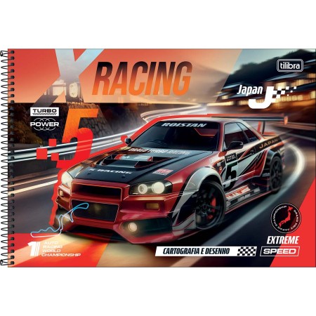 Foto ilustrativa Caderno de Cartografia e Desenho Espiral Capa Dura X-Racing 80 Folhas
