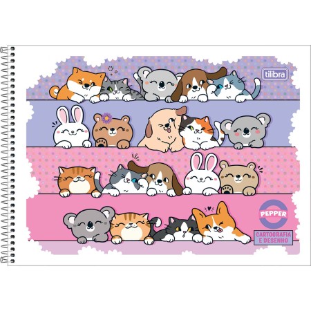 Foto ilustrativa Caderno de Cartografia e Desenho Espiral Capa Flexível Pepper 80 Folhas