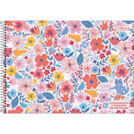 Foto ilustrativa Caderno de Cartografia e Desenho Milimetrado Espiral Capa Dura D+ Feminino 96 Folhas