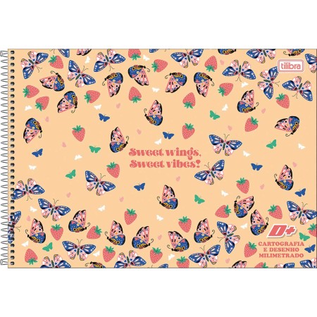 Foto ilustrativa Caderno de Cartografia e Desenho Milimetrado Espiral Capa Dura D+ Feminino 96 Folhas