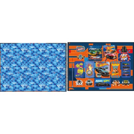 Foto ilustrativa Caderno de Cartografia e Desenho Milimetrado Espiral Capa Dura Hot Wheels 80 Folhas