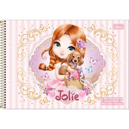 Foto ilustrativa Caderno de Cartografia e Desenho Milimetrado Espiral Capa Dura Jolie 80 Folhas