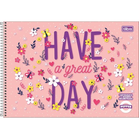 Foto ilustrativa Caderno de Cartografia e Desenho Milimetrado Espiral Capa Dura Pepper Feminino 80 Folhas