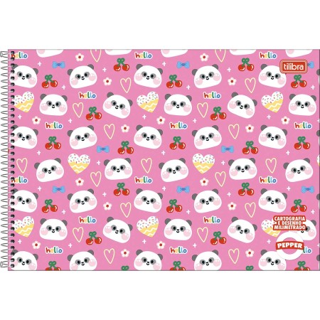 Foto ilustrativa Caderno de Cartografia e Desenho Milimetrado Espiral Capa Dura Pepper Feminino 80 Folhas