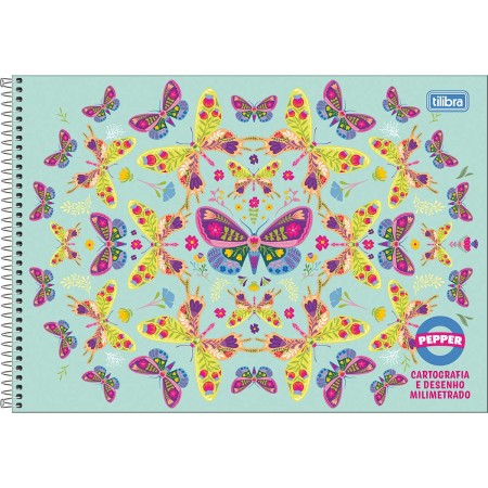 Foto ilustrativa Caderno de Cartografia e Desenho Milimetrado Espiral Capa Dura Pepper Feminino 80 Folhas