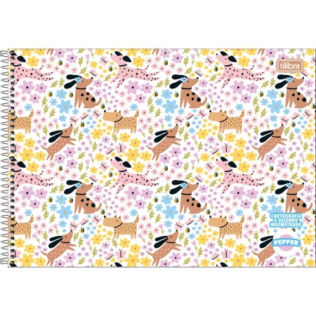 Foto ilustrativa Caderno de Cartografia e Desenho Milimetrado Espiral Capa Dura Pepper Feminino 80 Folhas