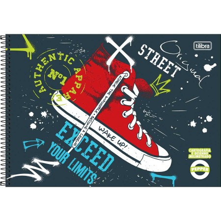 Foto ilustrativa Caderno de Cartografia e Desenho Milimetrado Espiral Capa Dura Pepper Masculino 80 Folhas