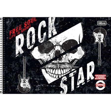 Foto ilustrativa Caderno de Cartografia e Desenho Milimetrado Espiral Capa Dura Pepper Masculino 80 Folhas