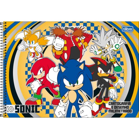 Foto ilustrativa Caderno de Cartografia e Desenho Milimetrado Espiral Capa Dura Sonic 80 Folhas