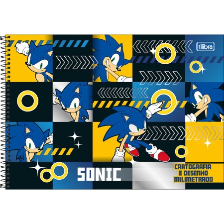 Foto ilustrativa Caderno de Cartografia e Desenho Milimetrado Espiral Capa Dura Sonic 80 Folhas